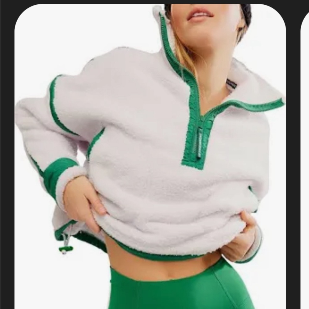 Pink and Green Free People Fleece Pullover